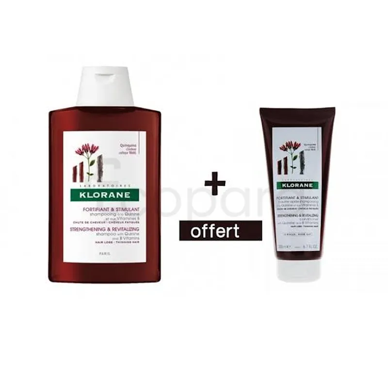 KLORANE QUININE ET AUX VITAMINES B PACK SHAMPOOING 200ML + BAUME APRES SHAMPOOING 50ML