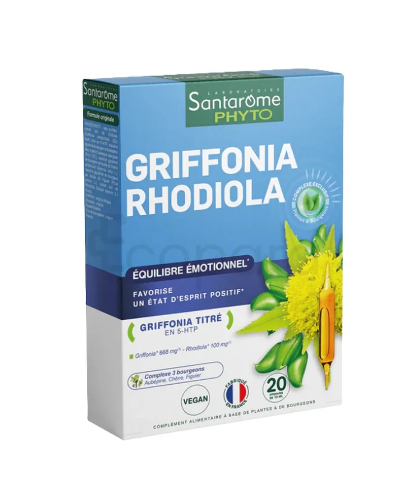 SANTAROME GRIFFONIA RHODIOLA BOITE DE 20 AMPOULES