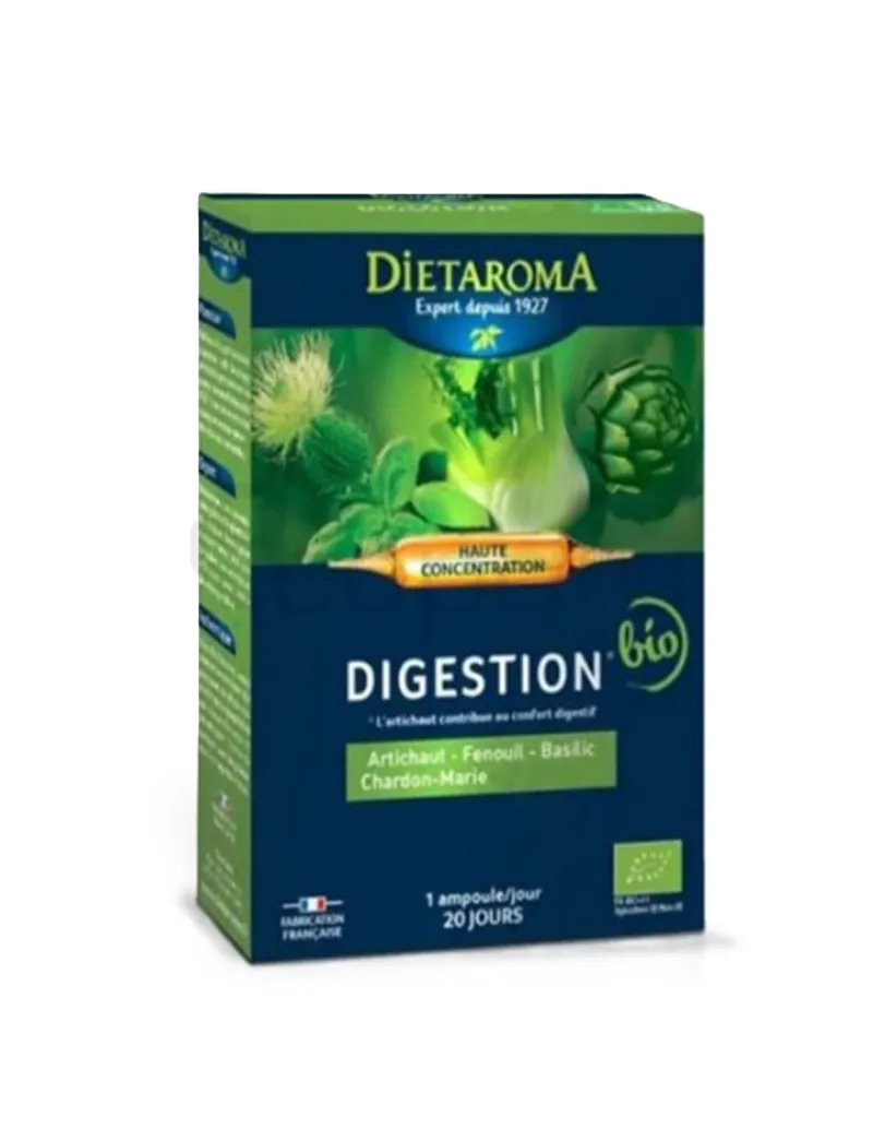 DIETAROMA DIGESTION BIO ARTICHAUT FENOUIL BASILIC CHARDON-MARIE C.I.P BOITE DE 20 AMPOULES