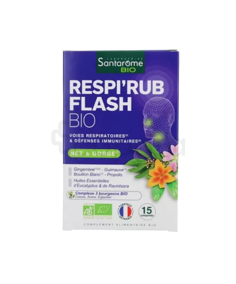 SANTAROME BIO RESPI'RUB FLASH BIO NEZ ET GORGE BOITE DE 15 COMPRIMES