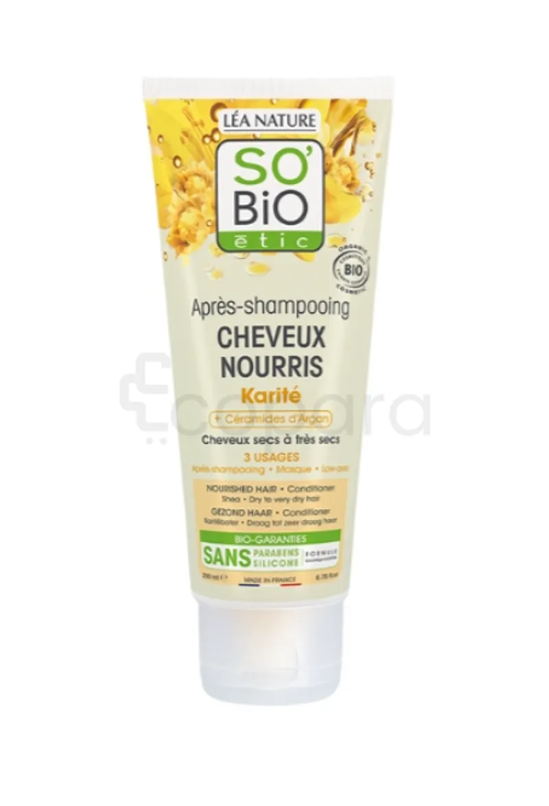 SO'BIO ETIC APRES SHAMPOOING NOURRISSANT AU BEURRE DE KARITE ET CERAMIDE D'ARGAN 200ML