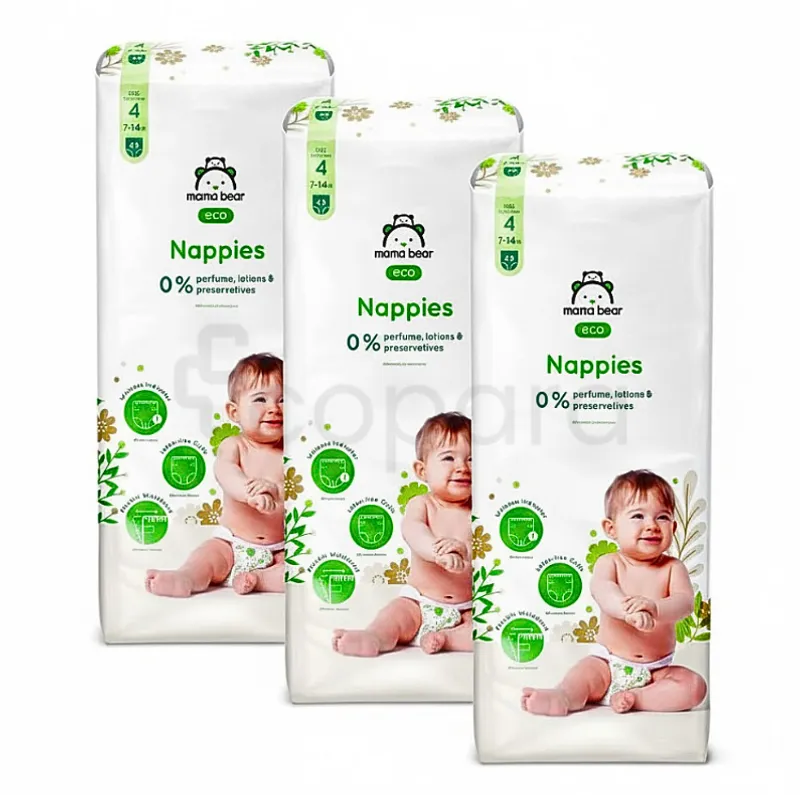 MAMA BEAR COUCHES ECOLOGIQUES BEBE TAILLE 4 BOITE DE 48