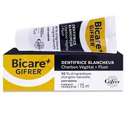 GIFRER BICARE+ DENTIFRICE BLANCHEUR CHARBON VEGETAL + FLUOR GOUT MENTHE 75ML