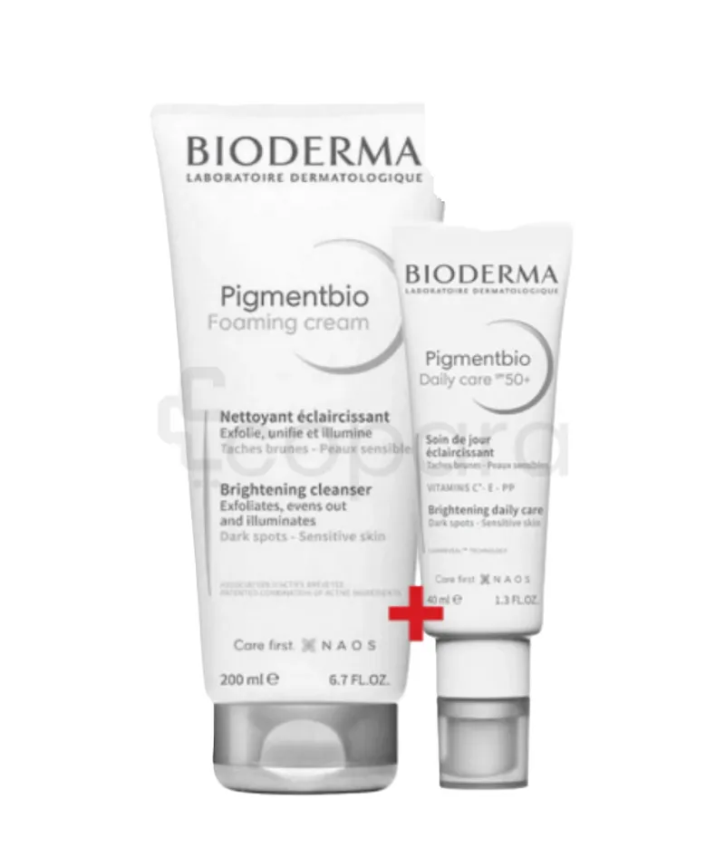 BIODERMA PACK PIGMENTBIO FOAMING CREAM NETTOYANT ECLAIRCISSANT 200ML + PIGMENTBIO DAILY CARE SPF50 40ML
