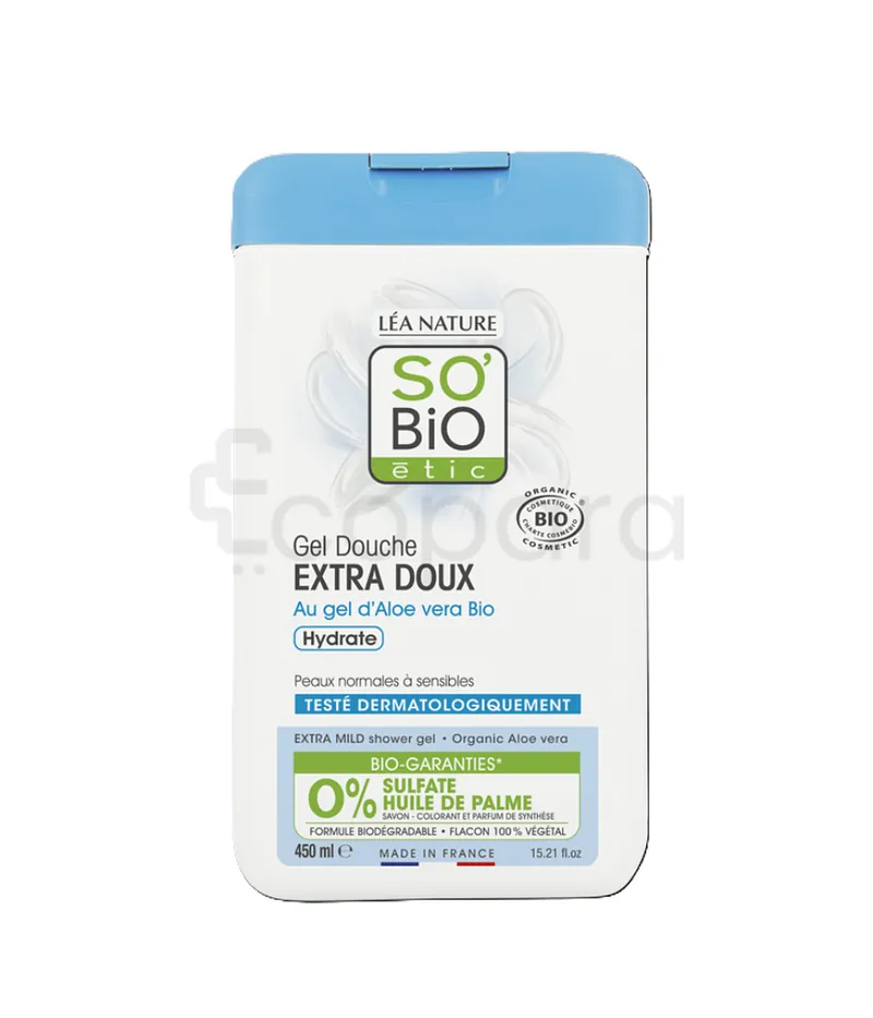 SO BIO GEL DOUCHE EXTRA DOUX AU GEL D'ALOE VERA BIO 450ML