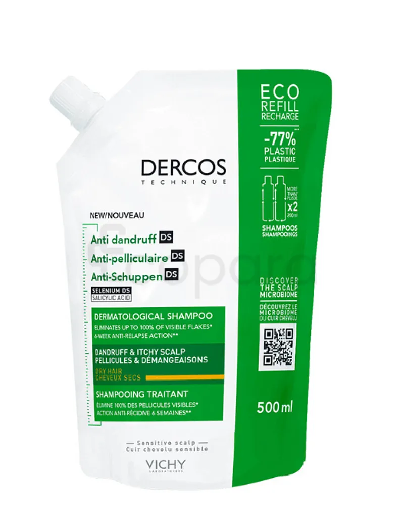 VICHY DERCOS ANTI-DANDRUFF DS SHAMPOOING ANTI-PELLICULAIRE CHEVEUX NORMAUX 500ML