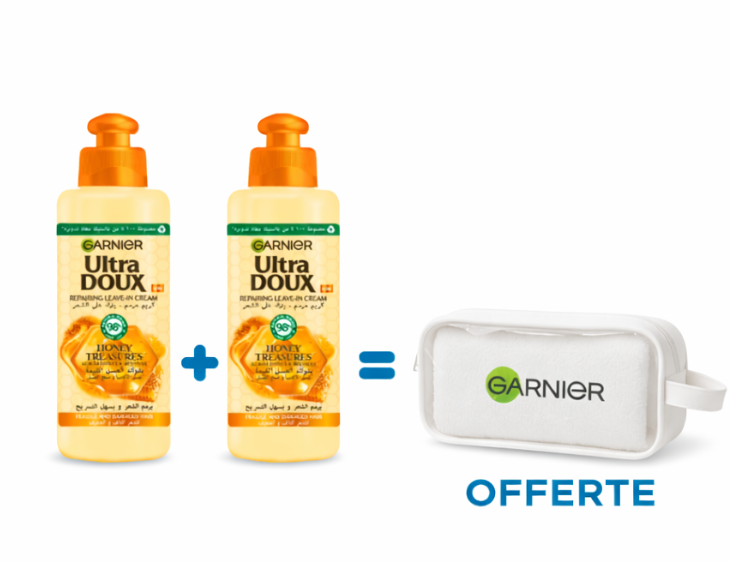 GARNIER ULTRA DOUX LEAVE IN CREAM HONEY DUO 200ML + TROUSSE OFFERTE