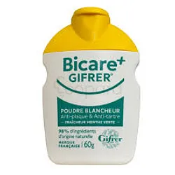 GIFRER BICARE+ POUDRE BLANCHEUR ANTI-PLAQUE ANTI-TARTRE MENTHE VERTE 60G