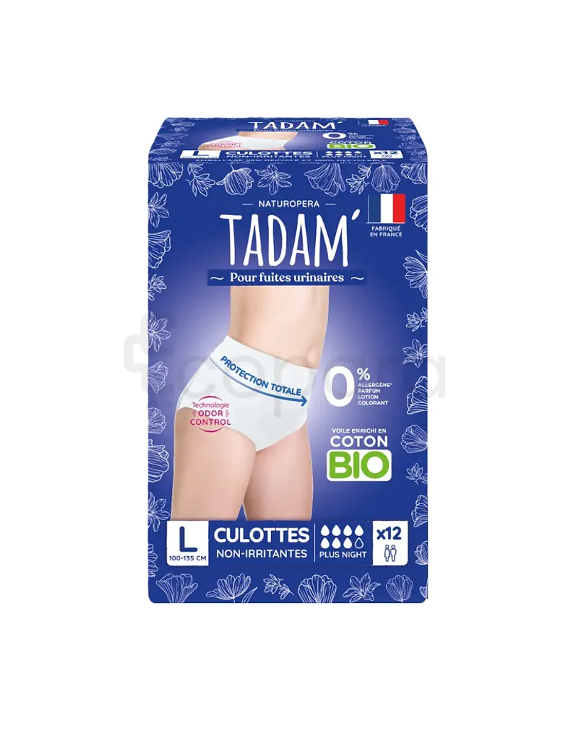 NATUROPERA TADAM CULOTTES FUITES URINAIRES JETABLES NUIT TAILLE L BOITE DE 12