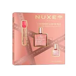 NUXE L'INFINIMENT GLOW EN ROSE COFFRET HUILE PRODIGIEUSE OR FLORALE 50ML + HUILE PRODIGIEUSE FLORALE 10ML + SERUM LEVRES REPULPANT VERY ROSE 8ML