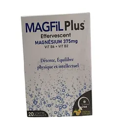 MAGFIL PLUS MAGNESIUM 375MG VITAMINE B6 VITAMINE B2 BOITE DE 20 COMPRIMES EFFERVESCENT