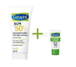 CETAPHIL SUN SPF50+ LIPOSOMALE LOTION 100ML + CETAPHIL BAUME A LEVRES PROTECTEUR SPF50+ 8ML OFFERT