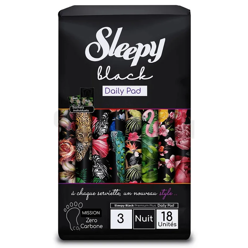 SLEEPY BLACK SERVIETTES HYGIENIQUES T3 LONG B18