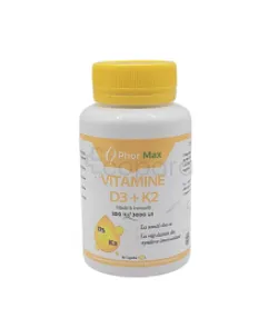 PHOR MAX VITAMINE D3+K2 BOITE DE60 CAPSULES