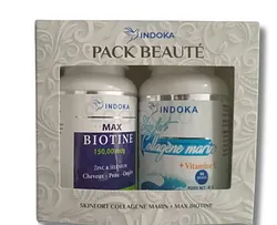 INDOKA PACK BEAUTE MAX BIOTINE BOITE DE 90 COMPRIMES + SKINFORT COLLAGENE MARIN BOITE 90 GELULES