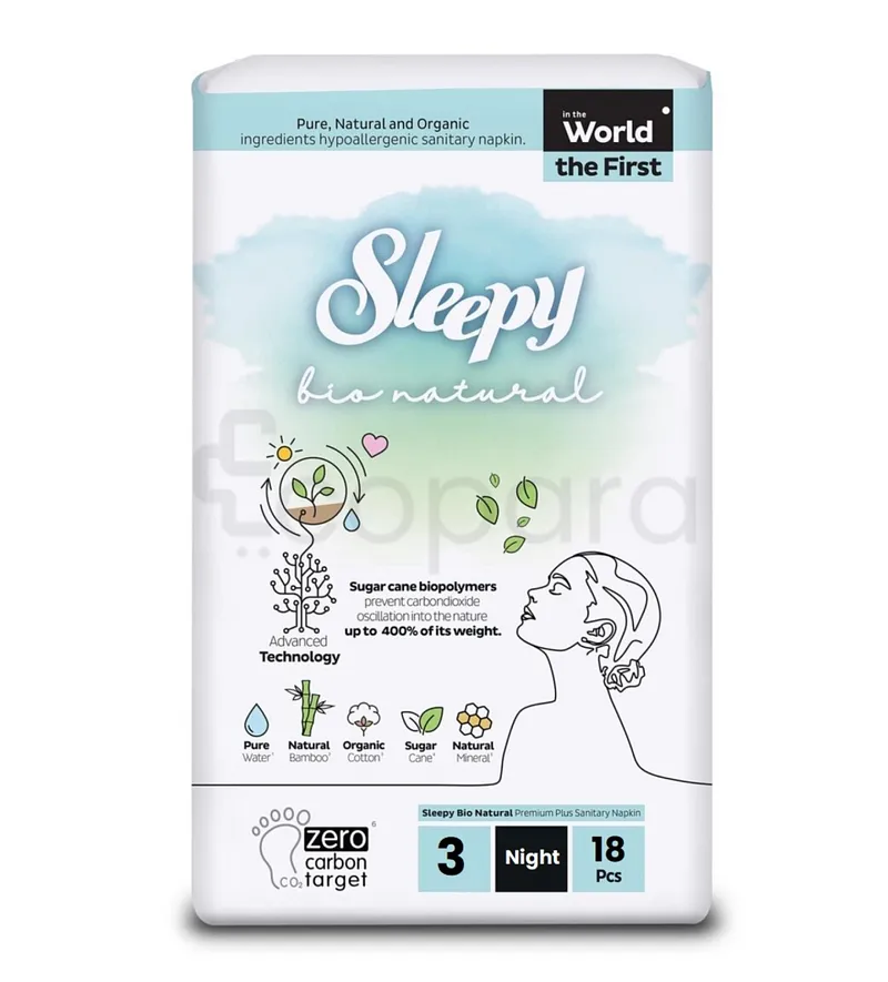 SLEEPY BIO NATURAL SERVIETTES HYGIENIQUES T3 NUITS B18