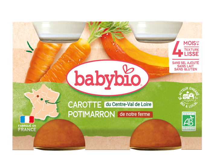 BABYBIO PETIT POT CAROTTES POTIMARRON 2*130G