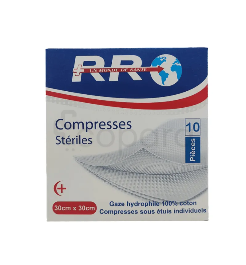 RR COMPRESSES STERILES GAZ HYDROPHILE 30CM*30CM