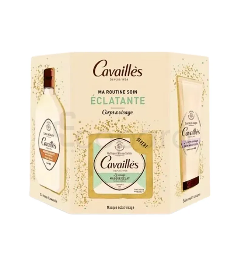 ROGE CAVAILLES COFFRET MA ROUTINE SOIN ECLATANTE CREME DE DOUCHE NOURRISSANTE 250ML + NETTOYANT VISAGE SOLIDE MASQUE ECLAT 70G + LE CORPS ET VISAGE CREME MIRACULEUSE 100ML