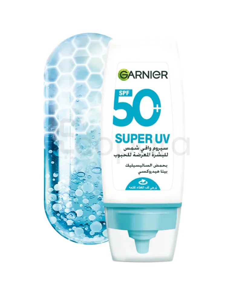 GARNIER SUPER UV ANTI-ACNE SERUM SUNSCREEN SPF50+ PA++++ SALICYLIC BHA WEIGHTLESS 12H OIL CONTROL 30ML