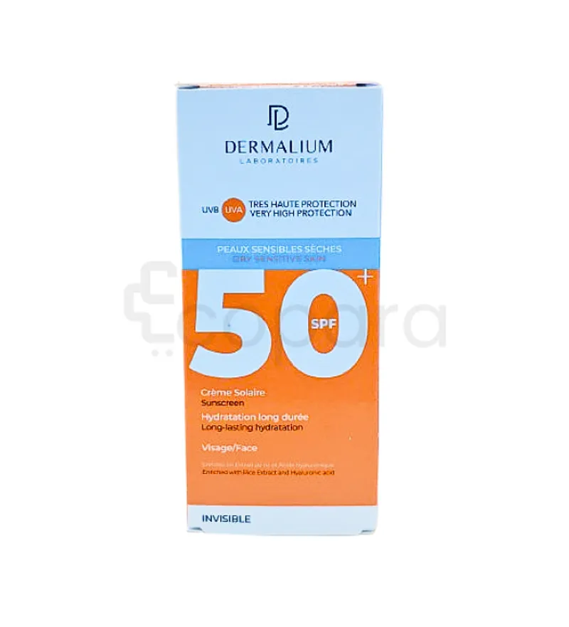 DERMALIUM CREME SOLAIRE INVISIBLE SPF50+ PEAUX SENSIBLES SECHES 50ML