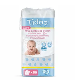 TIDOO CARE MAXI CARRES DE COTON POUR BEBE BOITE DE 50