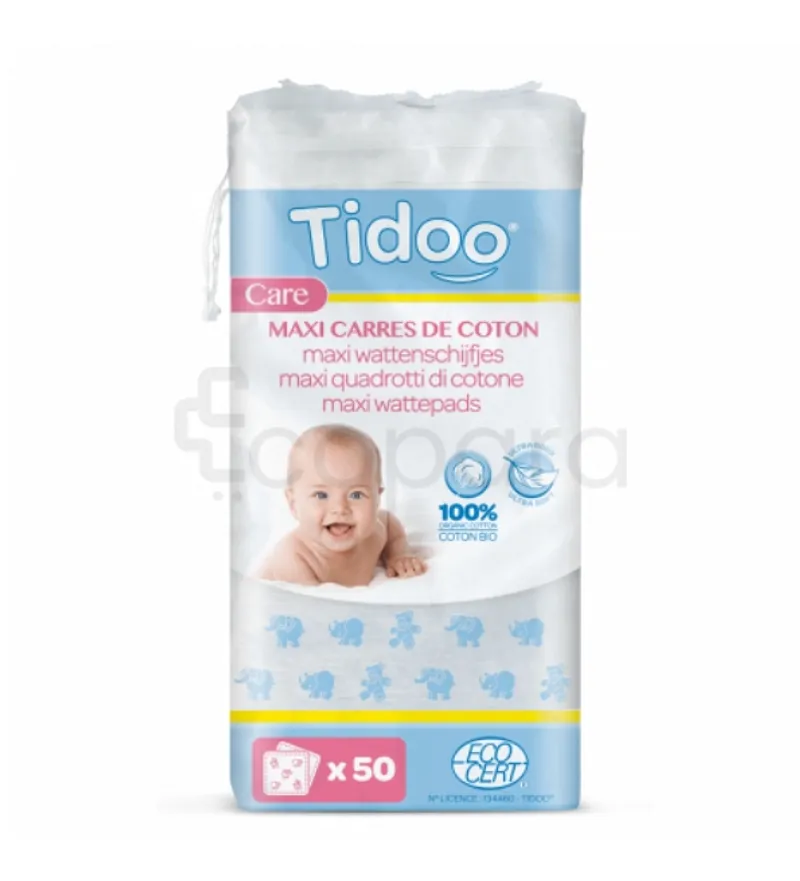 TIDOO CARE MAXI CARRES DE COTON POUR BEBE BOITE DE 50