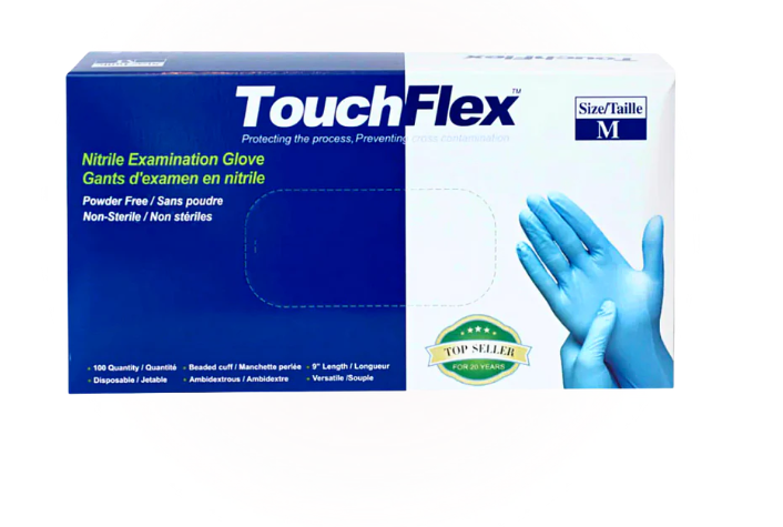 INTCO NITRILE TOUCHFLEX POWDER-FREE EXAM GLOVES BLEU TAILLE M BOITE DE 100