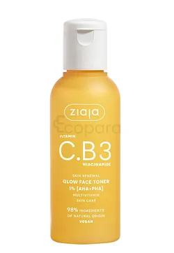 ZIAJA VITAMIN C.B3 NIACINAMIDE GLOW FACE TONER 1% (AHA+PHA) MULTIVTAMIN 120ML