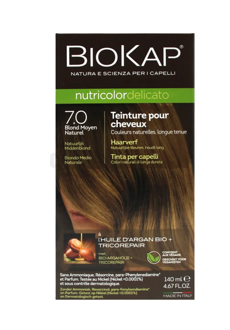 BIOKAP NUTRICOLOR DELICATO NUMERO 7.0 NATURAL MEDIUM BLOND