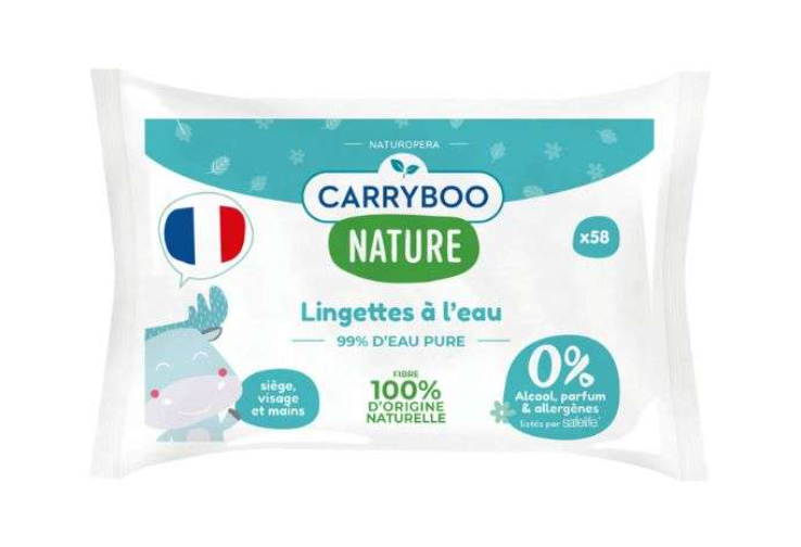 CARRYBOO LINGETTES A L'EAU ET EXTRAIT DE CALENDULA BIO BOITE DE 58