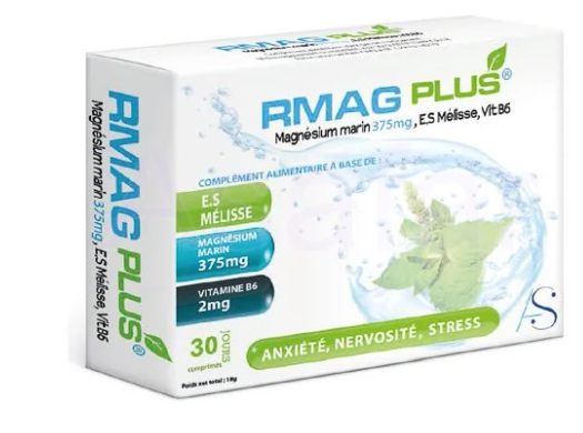 RMAG PLUS 375MG ES MELISSE MAGNESIUM MARIN VITAMINE B6 B30 COMPRIMES