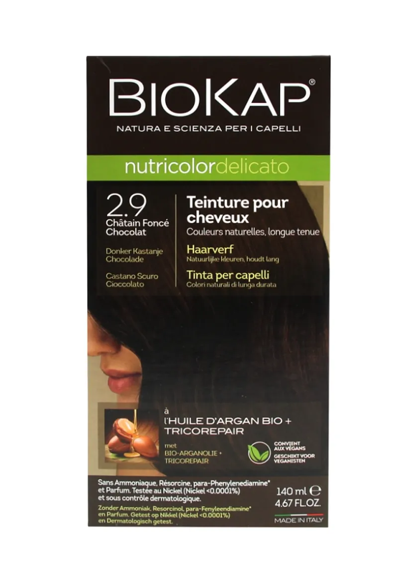 BIOKAP NUTRICOLOR DELICATO NUMERO 2.9 CHATAIN FONCE 140ML