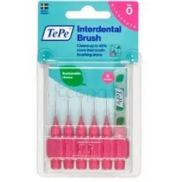TEPE BROSSETTES INTERDENTAIRES ROSE 0.4MM TAILLE 0 BOITE DE 6