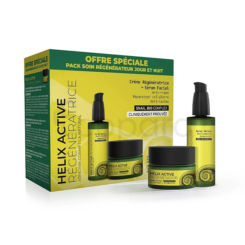 ARMONIA COSMETICA NATURAL HELIX ACTIVE REGENERATRICE PACK CREME VISAGE REGENERATRICE BAVE D'ESCARGOT 50ML + SERUM VISAGE BAVE D'ESCARGOT 30ML