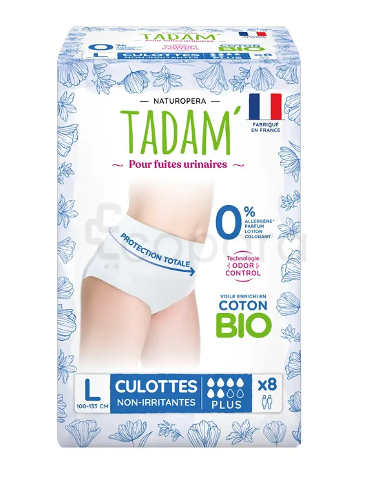 NATUROPERA TADAM' CULOTTES FUITES URINAIRES JETABLES TAILLE L BOITE DE 8