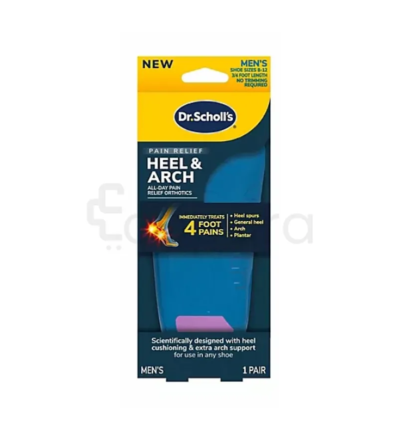 DR SCHOLL'S HEEL AND ARCH PAIN MEN'S TAILLE 8-12 BOITE DE 1 PAIRE