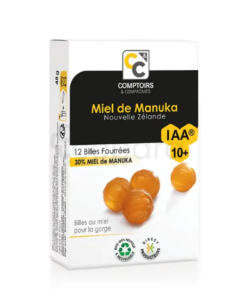 COMPTOIRS ET COMPAGNIES BILLES FOURREES AU MIEL DE MANUKA 48G BOITE DE 12
