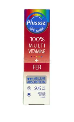 PLUSSSZ MULTI VITAMINE + FER GOUT ORANGE CERISE BOITE DE 20 COMPRIMES