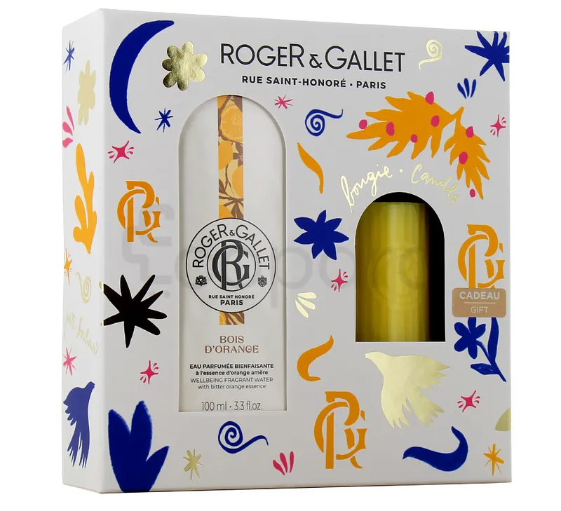 ROGER ET GALLET COFFRET GINGEMBRE ROUGE EAU PARFUMÉE BIENFAISANTE 100ML + BOUGIE PARFUMEE 75G OFFERTE