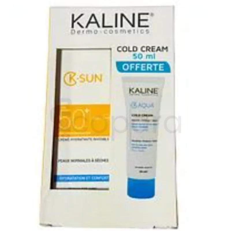 KALINE K-SUN ECRAN SOLAIRE INVISIBLE PEAUX NORMALES A SECHES SPF50+ 50ML + COLD CREAM 50ML