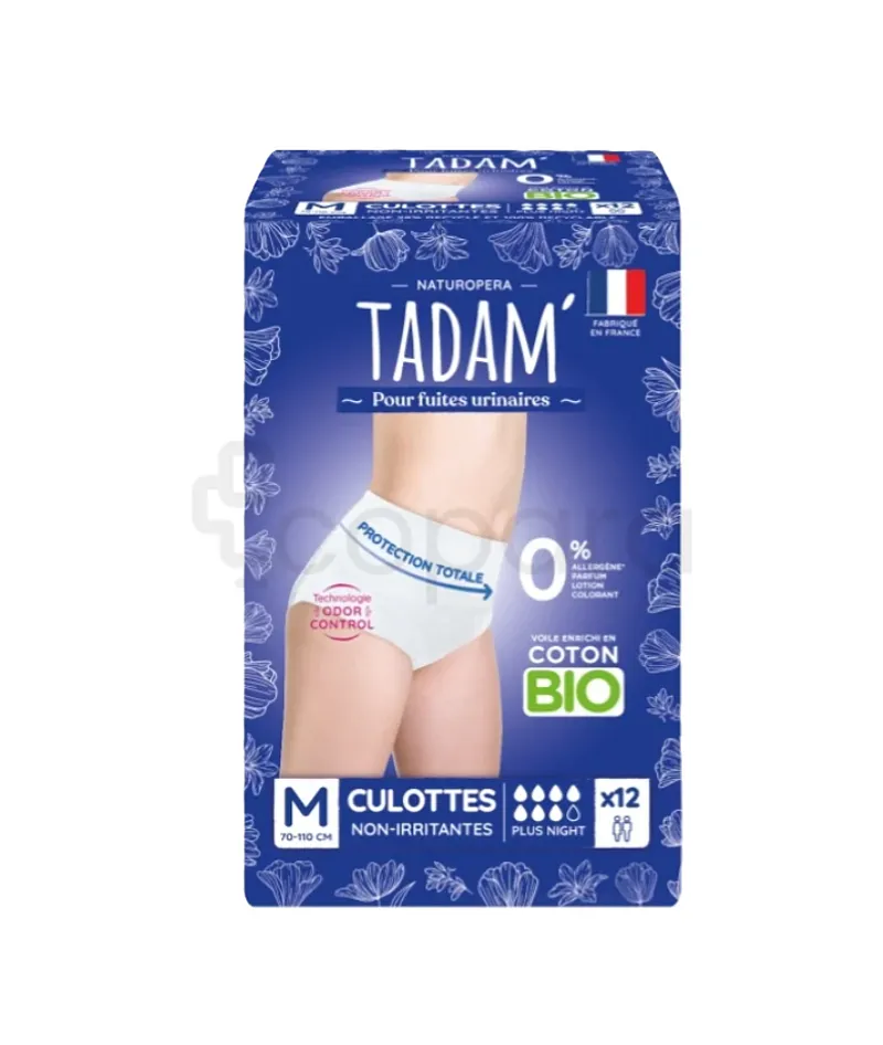 NATUROPERA TADAM CULOTTES FUITES URINAIRES JETABLES NUIT TAILLE M BOITE DE 12