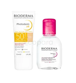 BIODERMA PACK SENSIBLE ET REACTIVE PHOTODERM AR CREME ANTI-ROUGEURS SPF50+ 30ML + SENSIBIO H2O EAU MICELLAIRE DEMAQUILLANTE 100ML OFFERTE