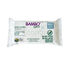 BAMBO NATURE LINGETTES BIODEGRADABLES SANS PARFUM BOITE DE 10