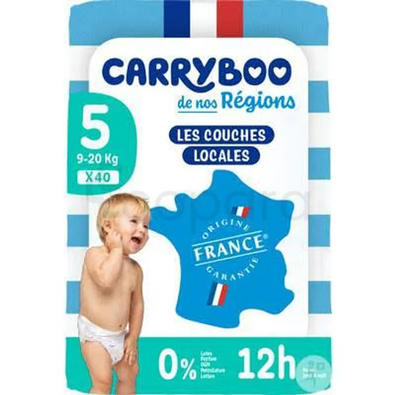 CARRYBOO COUCHES DE NOS REGIONS TAILLE 5 12-25KG BOITE DE 40 COUCHES