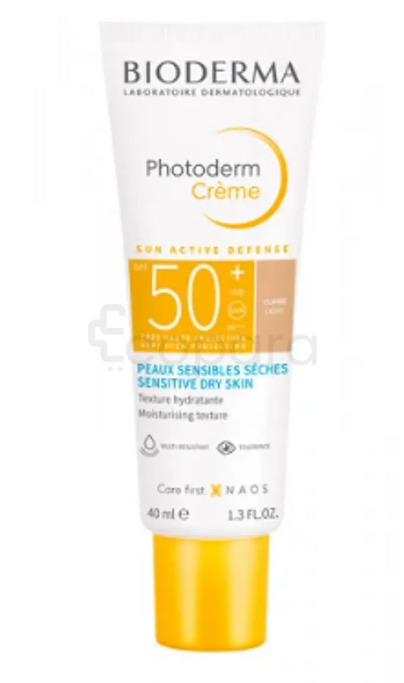 BIODERMA PHOTODERM CREME CLAIRE SUN ACTIVE DEFENSE PEAUX SENSIBLES SECHES SPF50+ 40ML