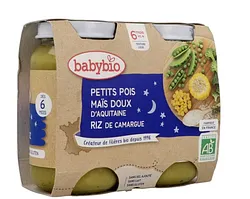BABYBIO PETIT POT PETITS POIS MAIS RIZ 2*200G