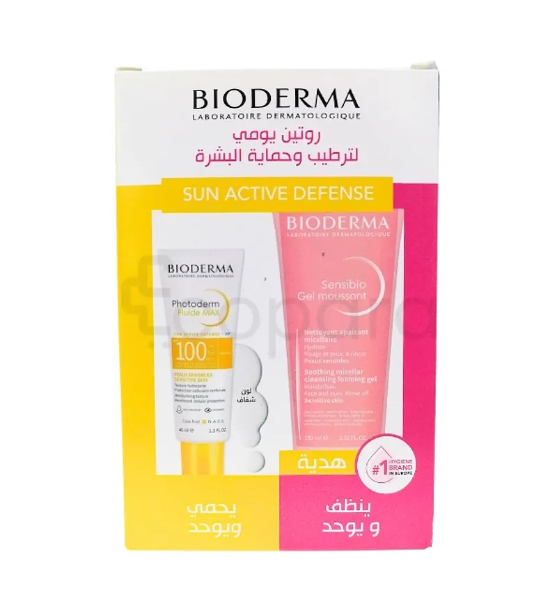 BIODERMA PHOTODERM FLUIDE MAX INVISIBLE SPF100 40ML + SENSIBIO GEL MOUSSANT MICELLAIRE NETTOYANT APAISANT 100ML OFFERT