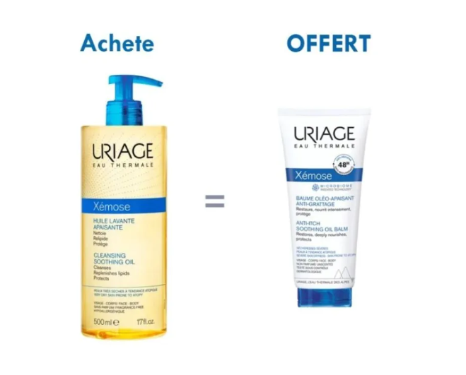 URIAGE COFFRET XEMOSE HUILE LAVANTE 500ML + XEMOSE BAUME OLEO 200ML OFFERT